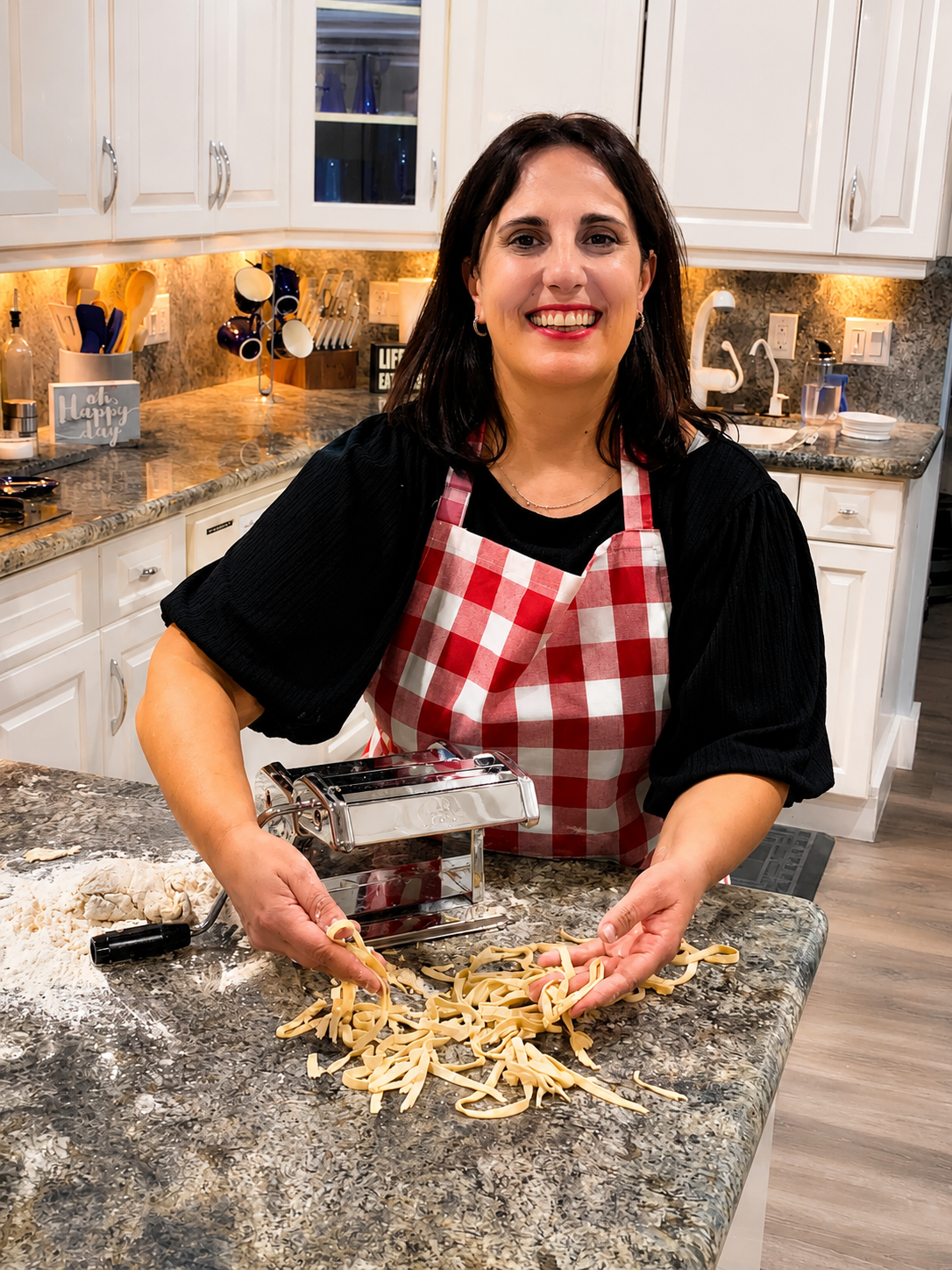 Fresh pasta in pot